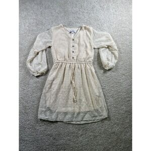 Bailey's Blossoms Dress Girls 5T Cream Dot Long Sleeve Sheer‎ Swiss Dot Spring
